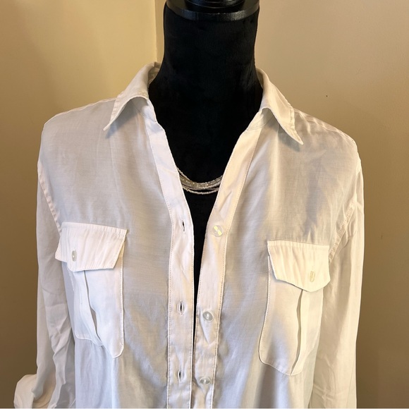 Chicos white button front top with long sleeves in size 2 or med - Picture 2 of 11